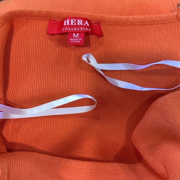 Hera Collection Spaghetti Strap Orange Bandage lace up midi dress Size M - Picture 6 of 7